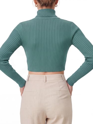 Image of MixMatchy Women's Cropped Ribbed Turtleneck Sweater