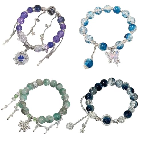 Butterfly Bracelet for Women Matching Beaded Bracelets Glass Bracelet Sister Crystal Bracelets
