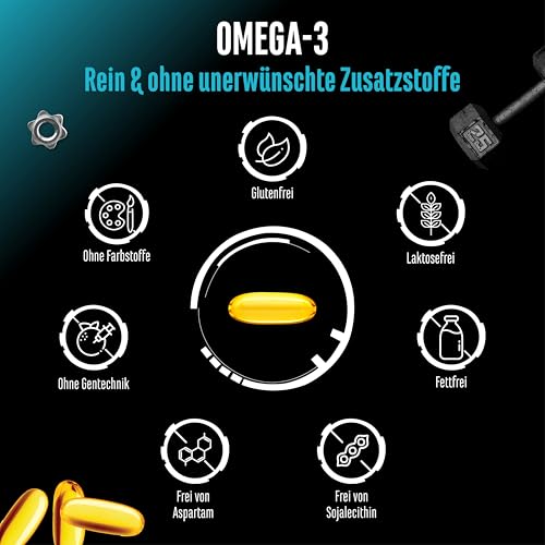 Omega 3 hochdosiert mit 4000mg - 300 Kapseln - Fischöl mit 80% Fettsäuren davon 2000mg EPA & 1000mg DHA - Natürliche Triglyceride Form - Aufwendig gereinigt