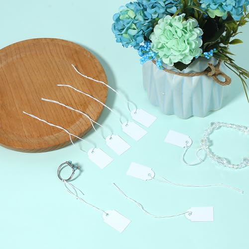 200 Stück kleine Geschenk-Preisschilder, Hängeetiketten mit Schnur - Weiß