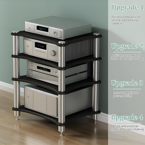 Meuble audio stéréo multi-niveaux noir 40 cm pour salon