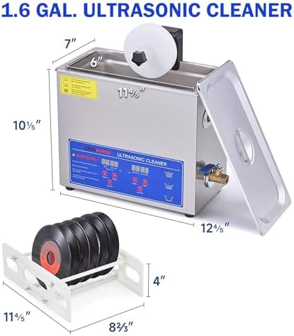 180W Vinyl Records Ultrasonics Cleaner Machine 6L UltrasonicsTooth Cleaners Ultrasonics Bath for Silver Jewellery Ring Earring Spectacle Cleaner
