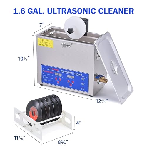 Pulitore per Dischi in Vinile A Ultrasuoni, Pulitore per Gioielli 6L, Pulitore per Dischi in Vinile A Ultrasuoni 180W, Macchina per La Pulizia di Protesi Dentarie