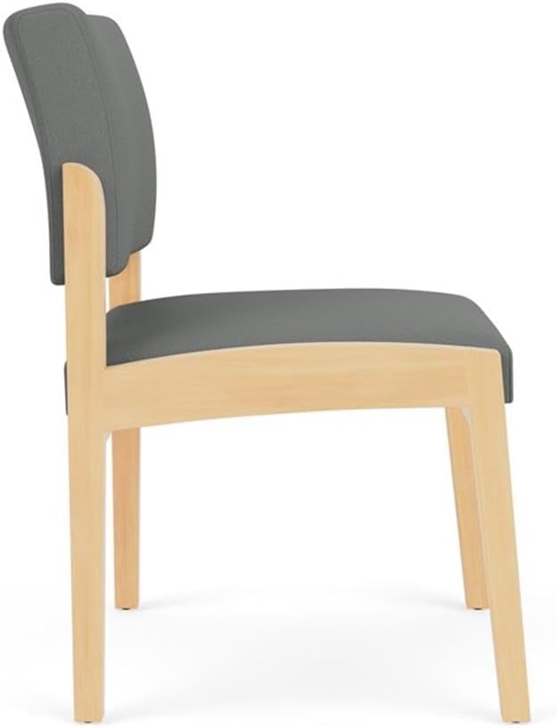 Lenox Wood Reception Waiting Armless Guest Chair/Natural Wood/Light Gray