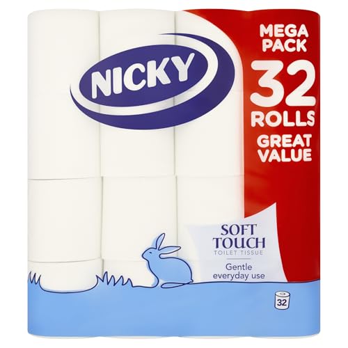 Nicky Soft Touch Toilet Tissue, 32 Rolls
