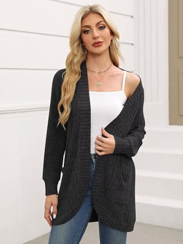 Image of BELAROI Women Plus Size Cardigan Sweater Fall Outfit | Open front long cardigan, lightweight sweater, versatile layering tops for fall winter, daily wear, outdoor, office clothes