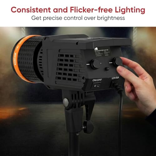 Image of Kodak V60 Video Light Slim Design with Adjustable Color Temp 3200K-5500K|90CRI |4 Different Color Filters|Battery Power Indicator|Angle Adjustment Knob|Ideal for Photography & Videography|60 Watt