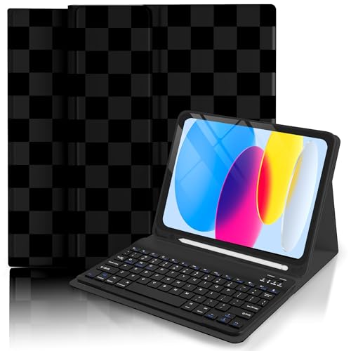 Teclado para iPad 10.9 y 11 pulgadas 2025 recargable desmontable con funda estética a cuadros