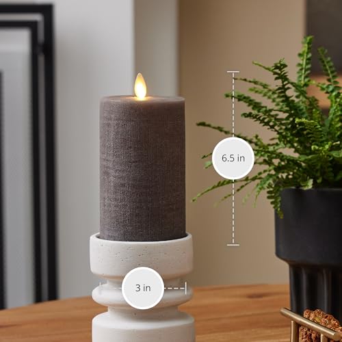 Luminara 995967 Chalky Linen Charcoal Gray Flameless Candle Moving Flame Real Wax Flat Top Led Pillar thumb #5