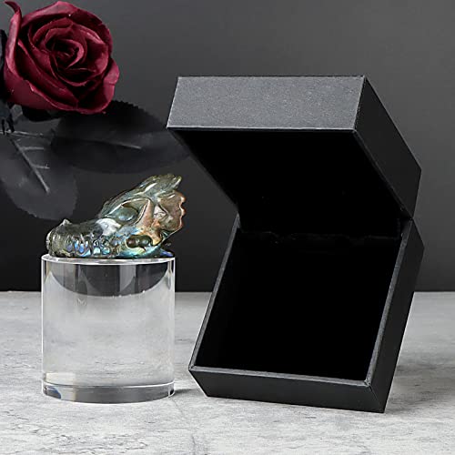 Hxswkk Labradorite Crystal Dragon Skull Decor Dragon Head Skull Statue Carving Animal Sculpture Reiki Skull Figurine Collectible Home Office Gift 2" #TOP6