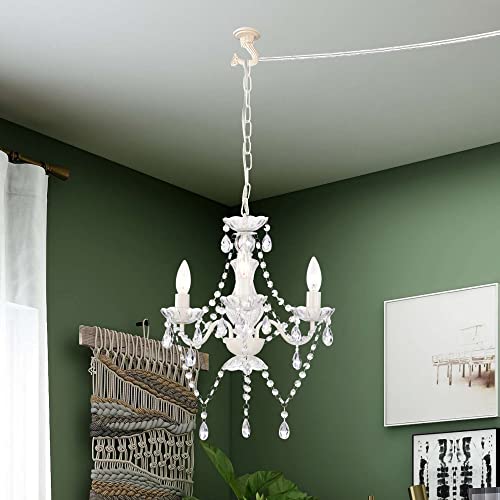Antique House White Chandelier Plug in Chandelier Crystals Chandeliers 3 Light Small Chandelier for Girls Room - Image 3