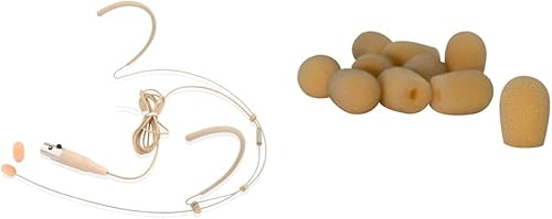 Auriculares con micrófono doble sobre la oreja, manos libres omnidireccional (beige) y en escenario ASWS20N10 bronceado parabrisas para micrófonos
