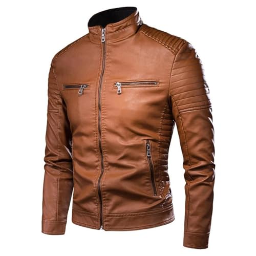 Men's Fashion Coats Vintage Leather Jackets Casual Men Faux Leather Motorcycle Jackets Biker Zipper Pockets Coats2