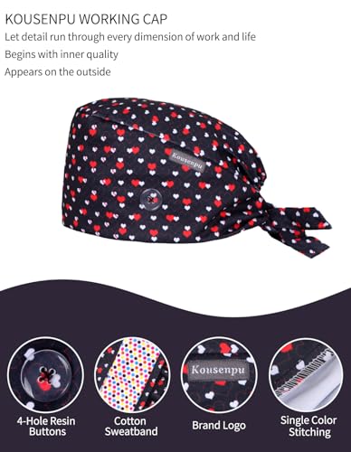 Image of Kousenpu Scrub Caps for Men, Adjustable Surgical Cap, Breathable Medical Hat for Doctors, Nurses & Healthcare Professionals