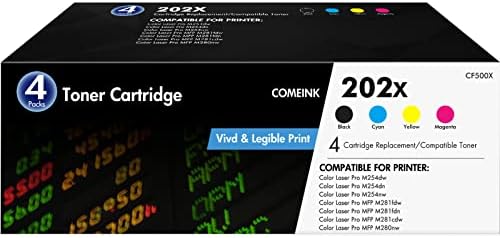 202X Toner Cartridges High-Yield 4-Pack: Compatible for HP 202X 202A CF500A CF500X CF501X CF502X CF503X Color Pro MFP M281cdw M281fdn M254dw M254dn M254nw M281 M254 Printer(Black,Cyan,Magenta,Yellow)