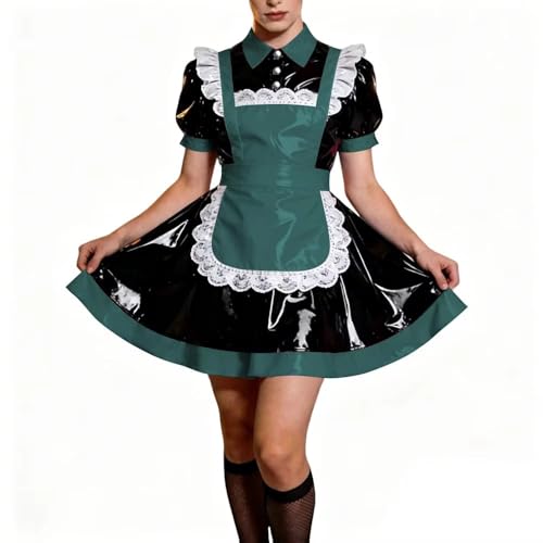 Robe Lolita cosplay de fête en PVC vert foncé pour demoiselle d'honneur