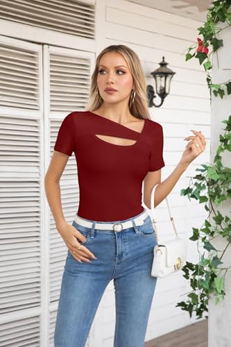 VICHYIE Womens Fashion Fall Clothes One Piece Cutout Tops Long Sleeve Ribbed Slim Fitted Shirts Tee Tshirts - Image 3