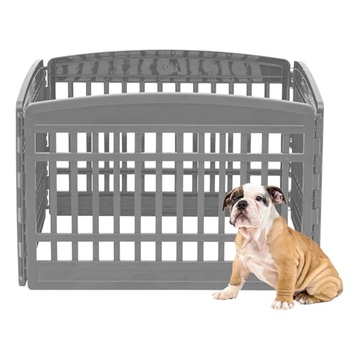 Iris Ohyama, Parc pour Chien Intérieur, Extérieur avec 4 Panneaux & Porte Verrouillable, H60cm, Noir, Cage, Enclos, Cloture pour Chiens, Chiot, Chat, Lapin, Animaux de...