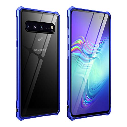 HikerClub Galaxy S10 5G Case Aluminum Metal Bumper Case with Crystal Clear 9H Tempered Glass Back Cover Anti Scratch Shockproof Case