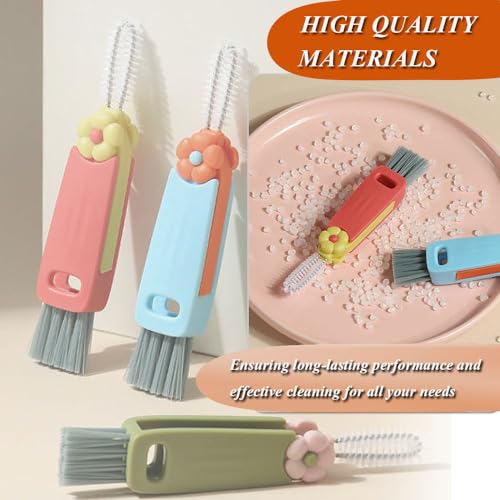 Image of 3 in 1 Cup Lid Cleaning Brush, 3 PCS Crevice Cleaning Brush Set - Multifunctional Portable Bottle Brush Cleaner for Bottle Gap Tight Spaces Cup - Ideal Baby Bottle Brush & Water Bottle Brush (3)