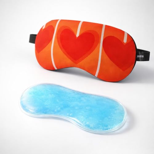 Image of Jenna Cooling Gel Sleeping Eye Mask for Relaxation and Sleep Adjustable Strap Soft Fabric Night Blind Fold for Comfort and Travel (3Heart Red Gel)