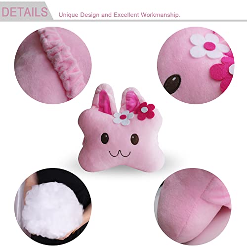 Image of Sexysamba Car Headrest Pillow,Cartoon Neck Pillow for Car,Comfortable Soft Car Seat Pillow for Driving,Head Rest Cushion,Cute Neck Pillow for Travelling and Home 2Pcs (Pink Rabbit)