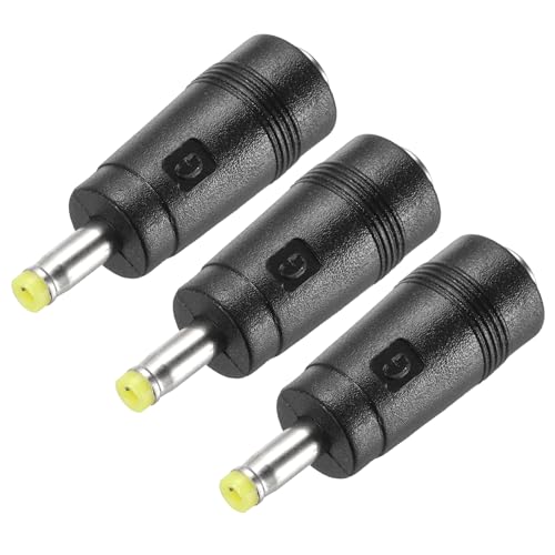 QUARKZMAN 3 Pcs Adaptador De Corriente Continua, Conector Hembra Recto 5.5mm x 2.1mm A Macho 4mm x 1.7mm Punta Amarilla con Cable De 1.5 Pulgadas para Fuente De Alimentación Externa