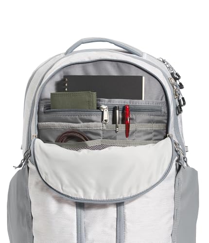 Image of The North Face Women's Surge Commuter Laptop Backpack - Everyday Travel Bag, Laptop Sleeve, Water-Repellent, TNF White Metallic Melange /Mid Grey-NPF, One Size
