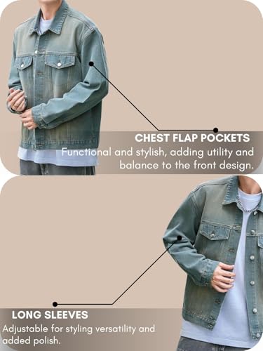 Image of GRECIILOOKS Men'S Denim Jacket | Classic Regular Fit Jeans Jacket For Men | Stylish Branded Jackets For Men - Timeless Casual Wear