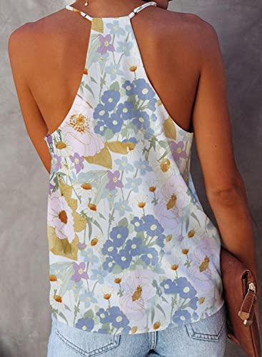 Miduo Womens Tanks Tops Summer V Neck Ladies Casual Floral Printed Cami Shirts Tank Tops Sleeveless Blouses Tops Holiday S #TOP2