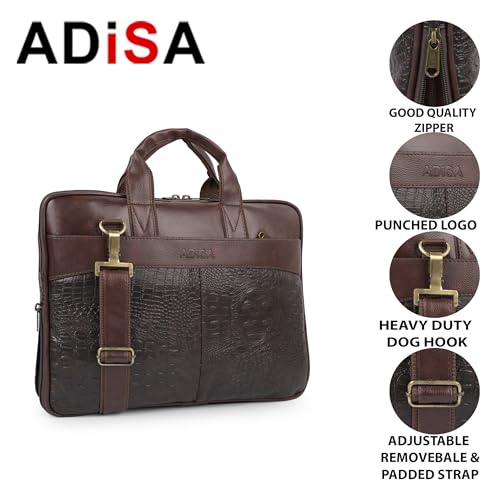 Image of ADISA Laptop Messenger Office Bag Briefcase for Work for Men (LB6056-BRO)
