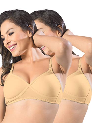 Image of SONARI Womens Non Padded Regular Cotton Bra | Wire-Free, Medium Coverage, Sewn-in Bump for Natural Lift, Polycotton Blend Fabric, Hook & Eye Closure, Adjustable Straps - Violet