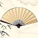 QXYMY 2 PC Paño Plegable de la Mano Paño de Seda de la Mano DIY Fan Plegable Chino de Madera Antigüedad de bambú de Madera Ventilador Plegable DIY caligrafía Pintura 10 Pulgadas Rojo (Color : Yellow)