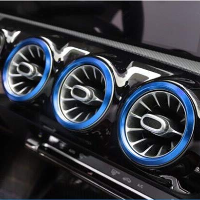 HDCF 7Pcs/Set Car Central Dashboard Rear Seat AC Air Vent Ring Trim Cover for A Class W177 V177 A180 A200 A220 A250 2019+ (Blue)