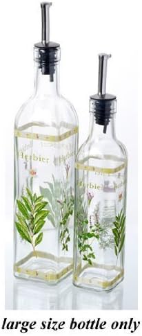 Herbs Design Italian Glass Oil / Vinegar Bottle With Pourer Lid