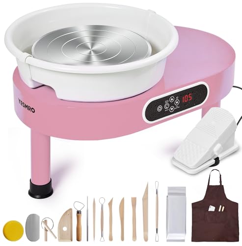 Yesmro TRIANGLE ELECTRIC POTTERY WHEEL Pottery Wheel Forming Machine With Detachable Basin, Foot Pedal And Lcd Touch Screen Control, 11 Inch 350W Electric Ceramic Wheel Clay Kit cover