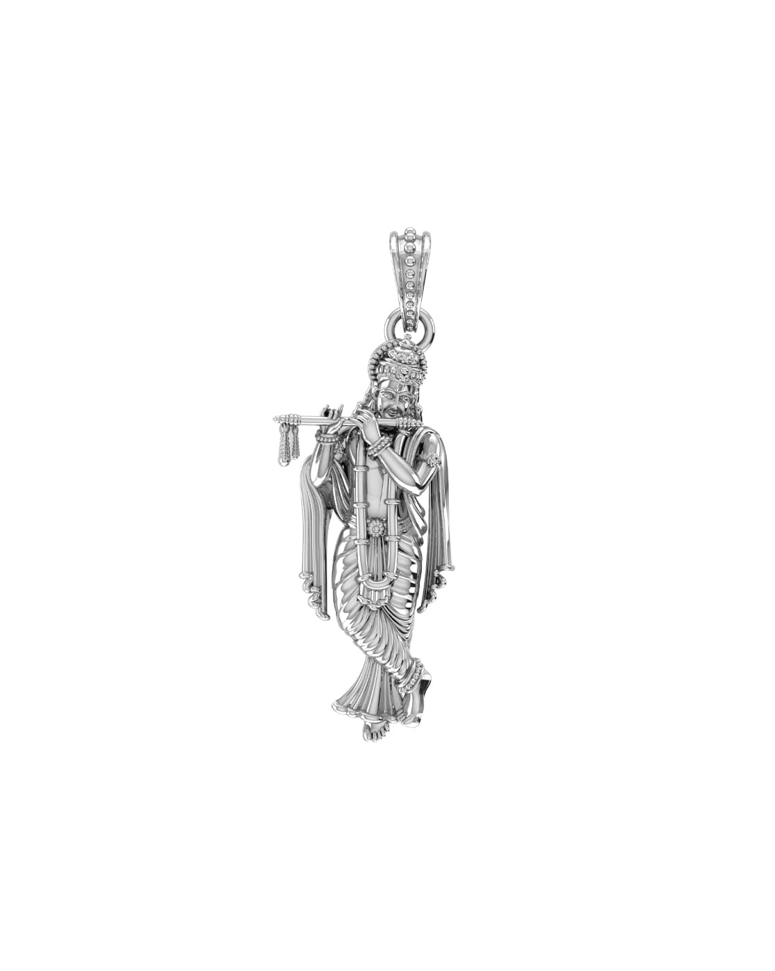 Pendentif religieux Krishna en argent sterling 925 ciselé main