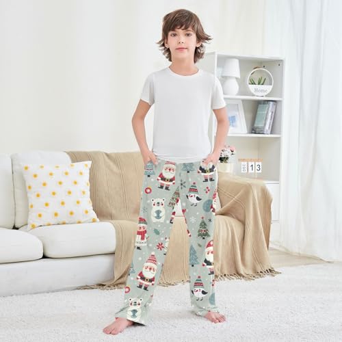 Boys' Pants Santa Christmas Tree Snowflake Long Bottoms Jogger Pants Elastic Waist Trousers with Pockets S-XL3