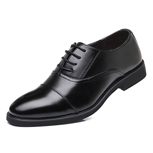 Mens Formal Shoes Leather Formal Business Oxford Lace-up Wedding Dress Mens leather shoes (Color : Black Size : 38 EU)