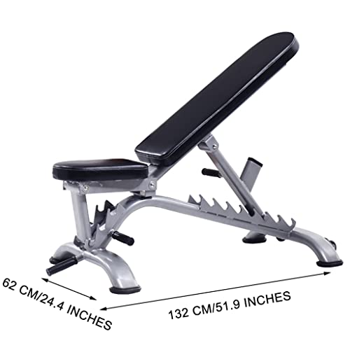 Halterbank 7 rugleuning verstelbaar zwart, Commerciƫle supine board sit-up fitnessapparatuur Home Buikspierbord Multifunctionele fitnessstoel Met rollen, gemakkelijk te verplaatsen, belastbaar 600kg - Image 8