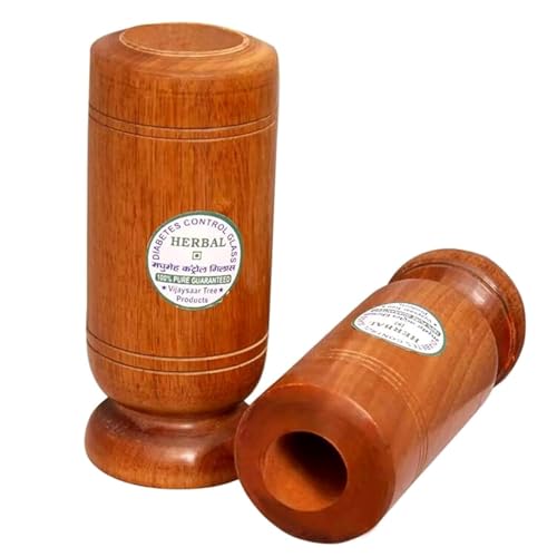 Image of Vijaysar Wooden Tumbler Glass : Ayurvedic Solution for Diabetes, Joint Pains, and Blood Sugar Control | Promotes Good Blood Circulation | No Side Effects | Pack of 1
