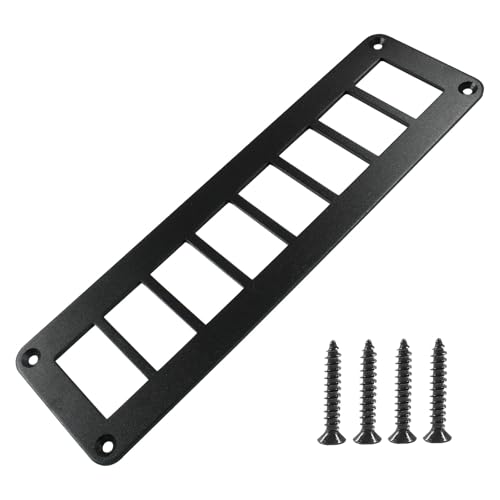 PHITUODA 8 Gang Rocker Switch Panel Housing Holder, Rocker Toggle Switch Aluminum Housing Bracket with Screw, Black Waterproof Anodized Aluminium Panel for Car Boat Trailer RV SUV ATV UTV