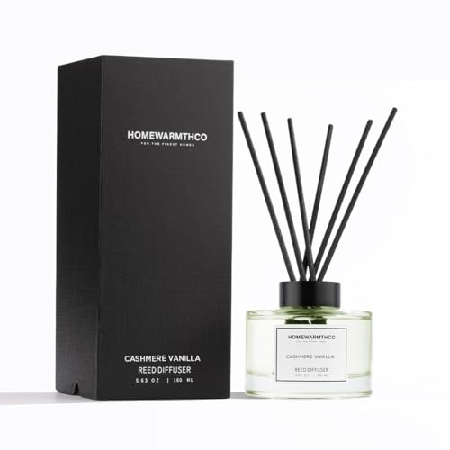 Cashmere Vanilla Reed Diffuser Set - Luxury Fragrance Reed Diffusers for Home. Office, Bathroom, Kitchen and Home Decor - Long-Lasting Scent with Non-Toxic Oils (5.63 oz, 160ml)