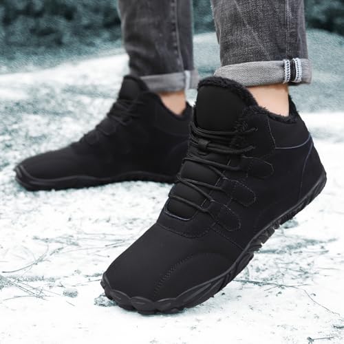 Image of HiGropcore Barefoot Snow Boots for Women Men, Warm Fur Lined Water Repellent Winter Barefoot Shoes, Wide Toe Box Lightweight Outdoor Ankle Boots
