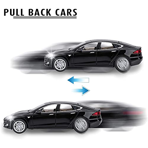 Image of 1:32 Diecast Metal Car Model Tela S Toy Cars For Kids Pull Back Openable Doors With Light Sound, Multicolor