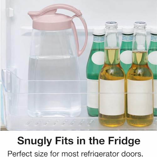 Airtight Beverage Pitcher with Lid for Drinks, Slim 74 oz (2.3 Qt) Tea Juice Water Jug, Leakproof Easy Pour Spout Refrigerator Container, BPA-Free SAN Plastic, Made in Japan (Pink) by Invisioncorp - Image 6