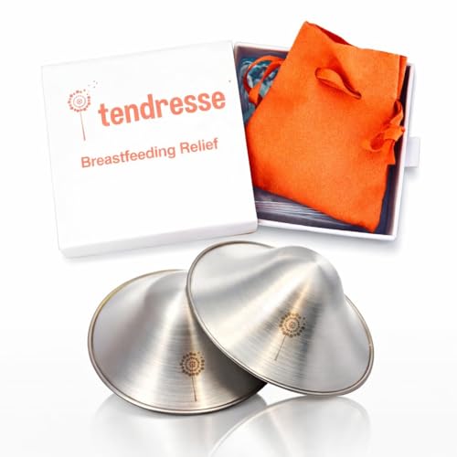 Tendresse - Pure Silver Nursing Cups for Breastfeeding Pain Relief Cracked Nipple Shields Reusable Invisible Under Clothing Made of Real 999 Silver with Elegant Storage Bag for Breastfeeding Mothers