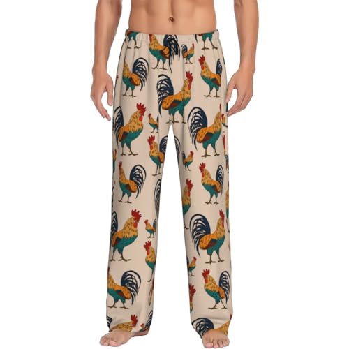 Mens Pajama Pants Bottoms With Pockets- Cartoon Cute Rooster Chicken Soft Men Lounge Pants, Comfy Mens Pj Pants4