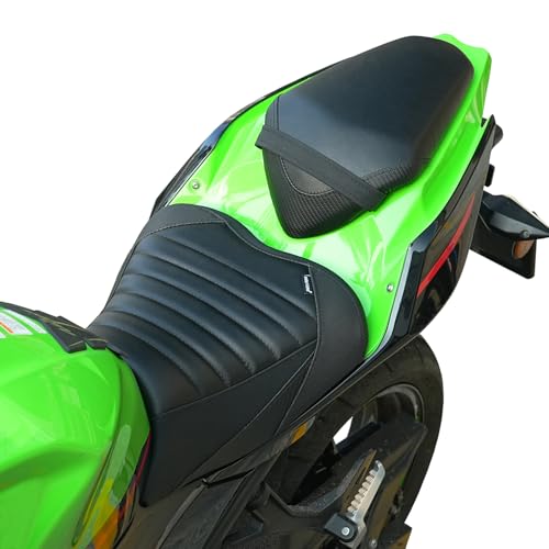 Motorcycle Rider & Passenger Comfort Seat Fit for ER400 Ninja 400 EX400 Z400 2018 2019 2020 2021 2022 2023 2024 2025 2026, Front Rear Solo Saddle Back Cushion Pillion Pad, Black by WOLFLINEMOTO - Used condition - US$61.17