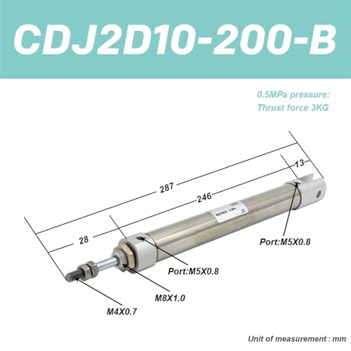 Cilindro de doble efecto CDJ2D10 mini para automatización de carrera ajustable 3